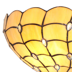 Aero Tiffany 30cm Wall Lamp, 2 x E14, Beige/Clear Crystal