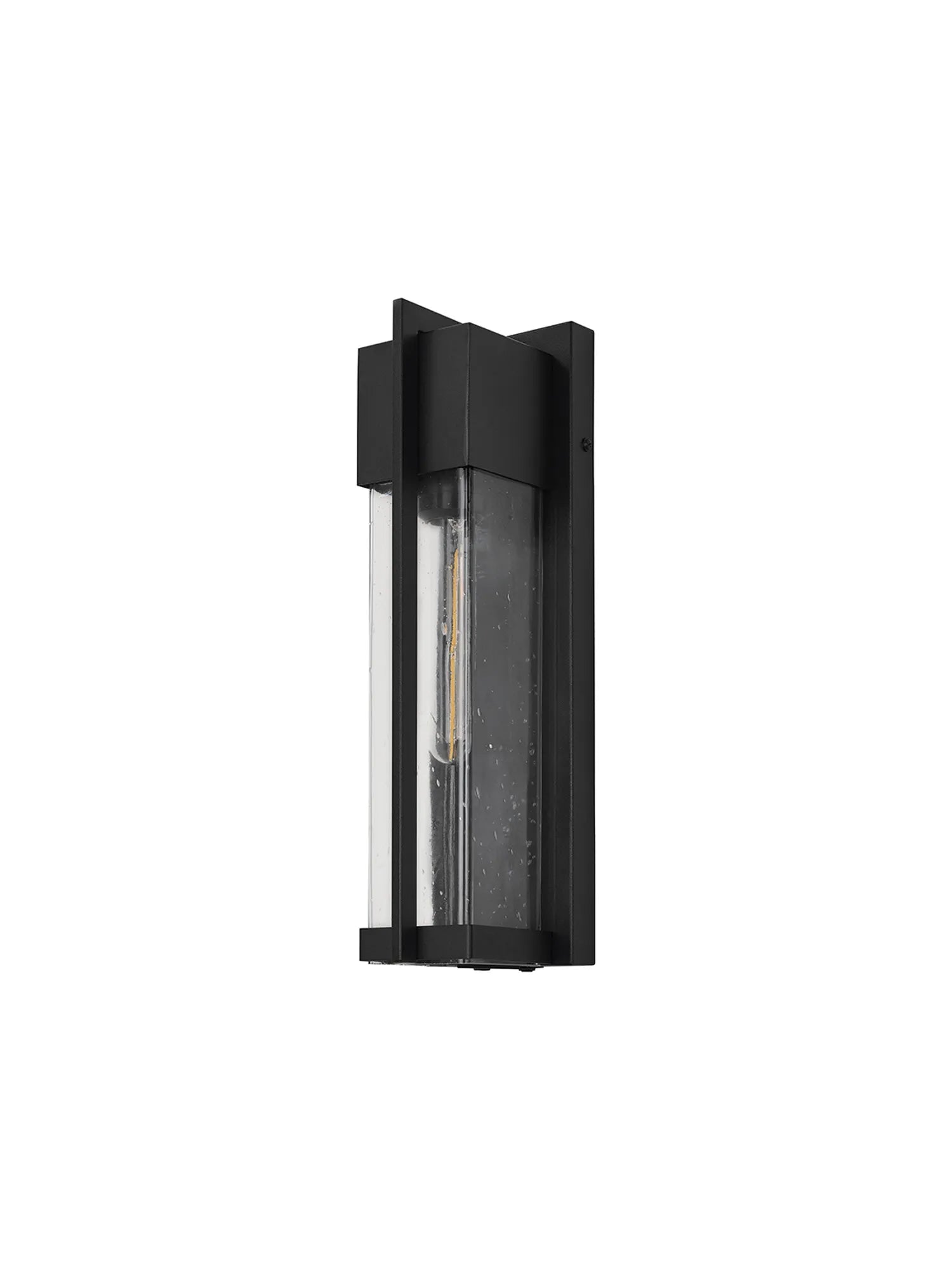 Aisling Rectangular Flush Wall Lamp- Satin Black/Seeded Clear Glass