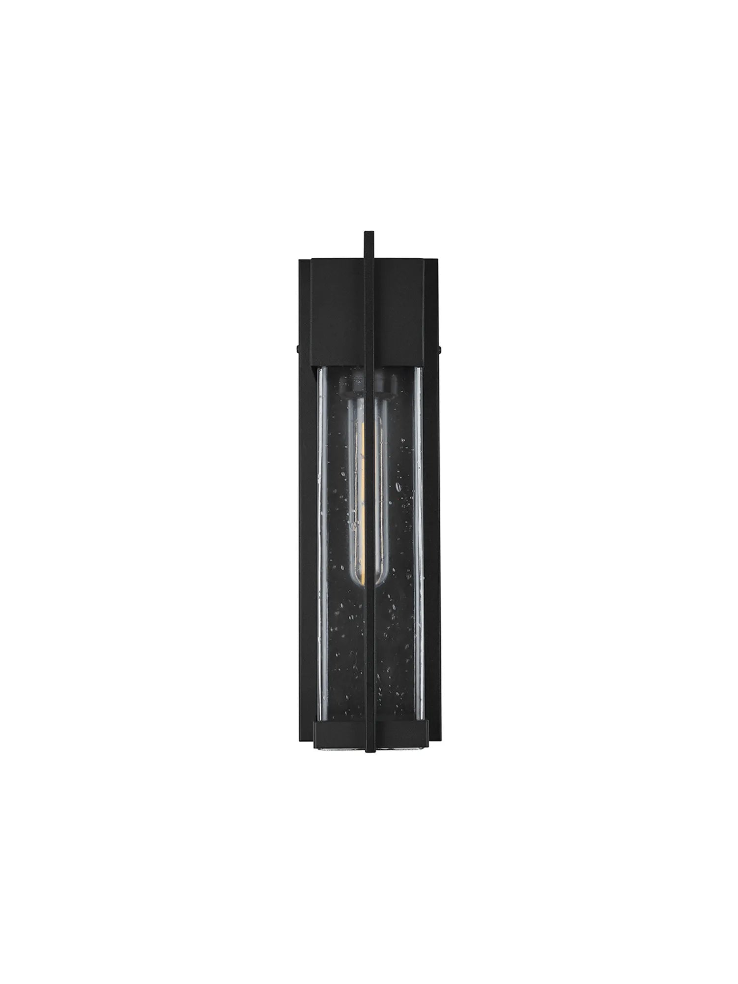 Aisling Rectangular Flush Wall Lamp- Satin Black/Seeded Clear Glass