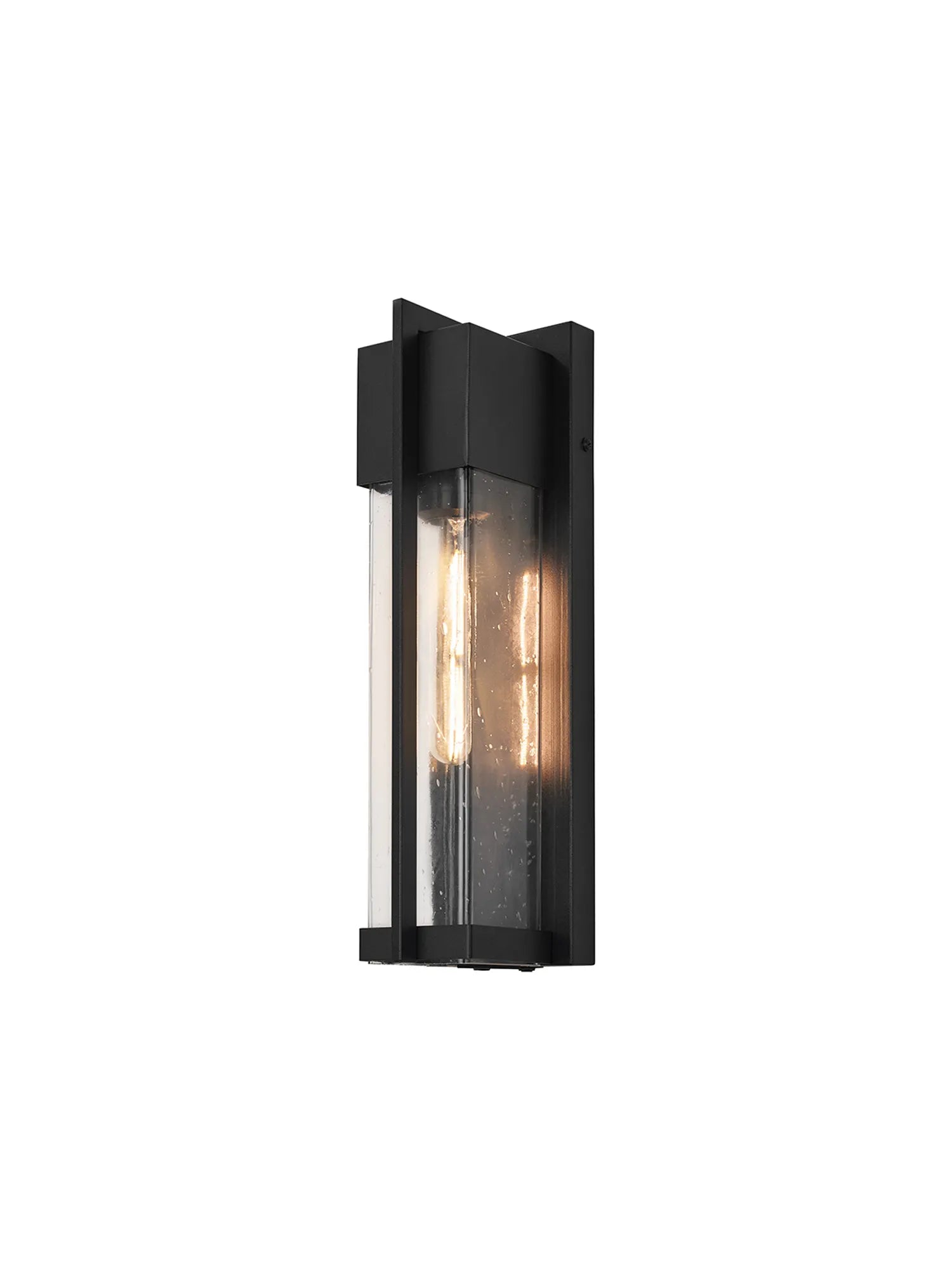 Aisling Rectangular Flush Wall Lamp- Satin Black/Seeded Clear Glass