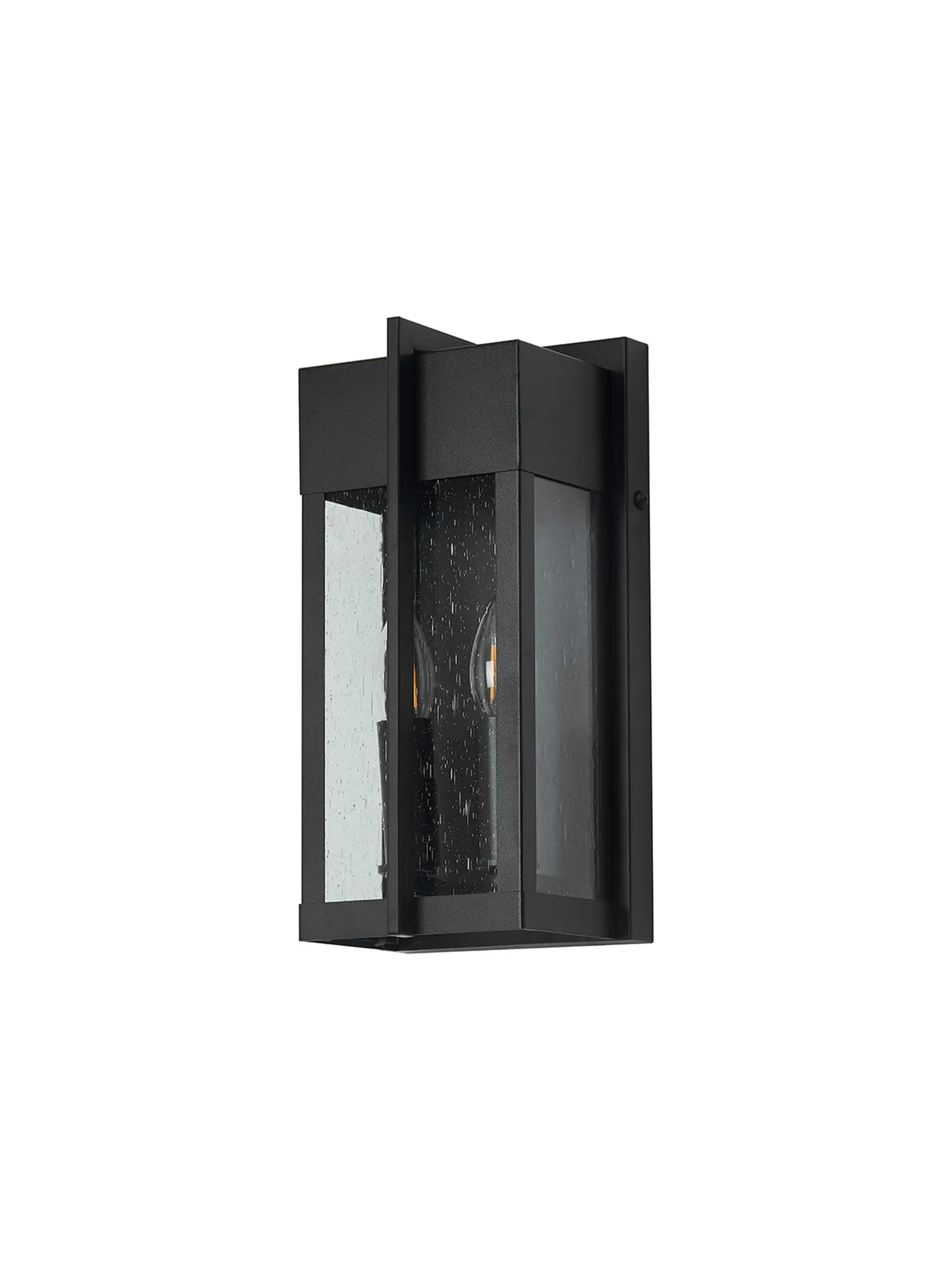 Aisling Rectangular Flush Wall Lamp- Satin Black/Seeded Clear Glass