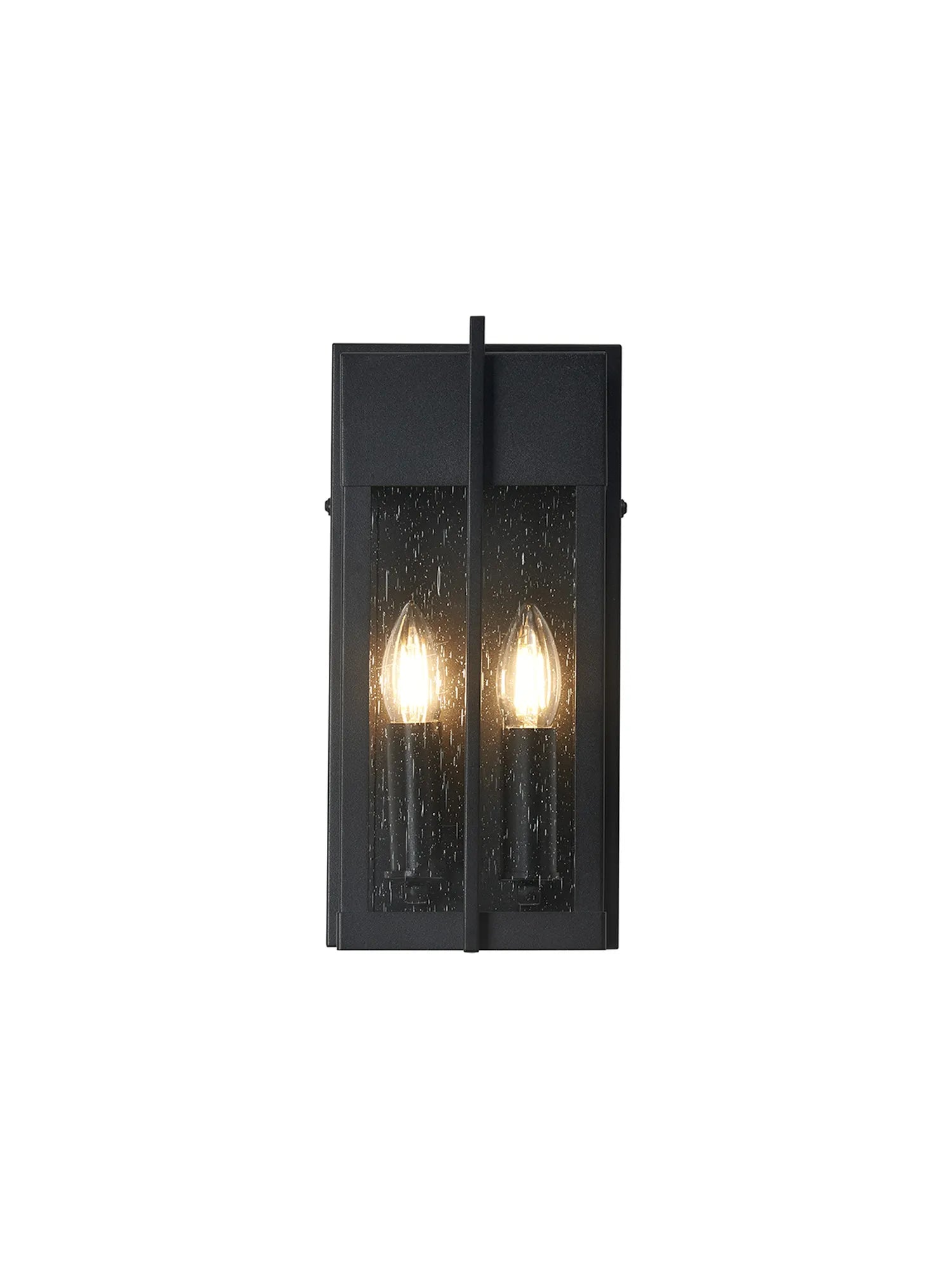 Aisling Rectangular Flush Wall Lamp- Satin Black/Seeded Clear Glass