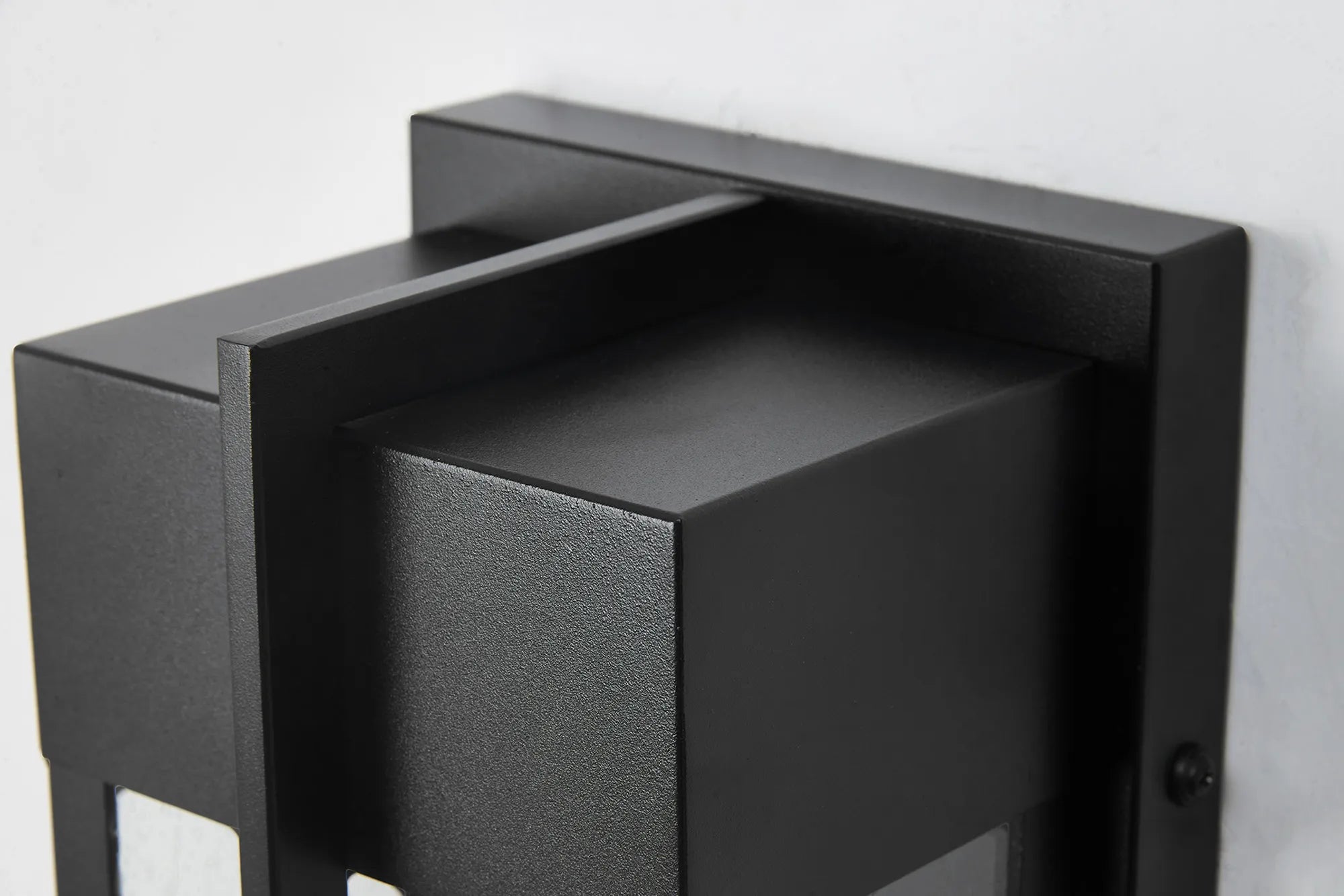 Aisling Rectangular Flush Wall Lamp- Satin Black/Seeded Clear Glass