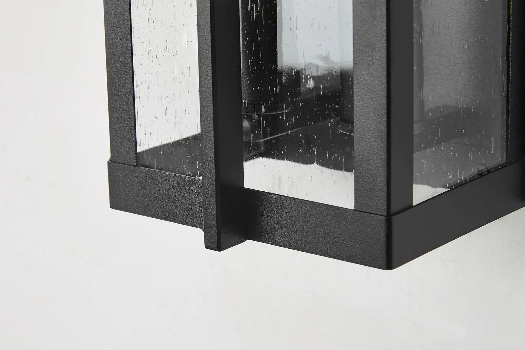 Aisling Rectangular Flush Wall Lamp- Satin Black/Seeded Clear Glass