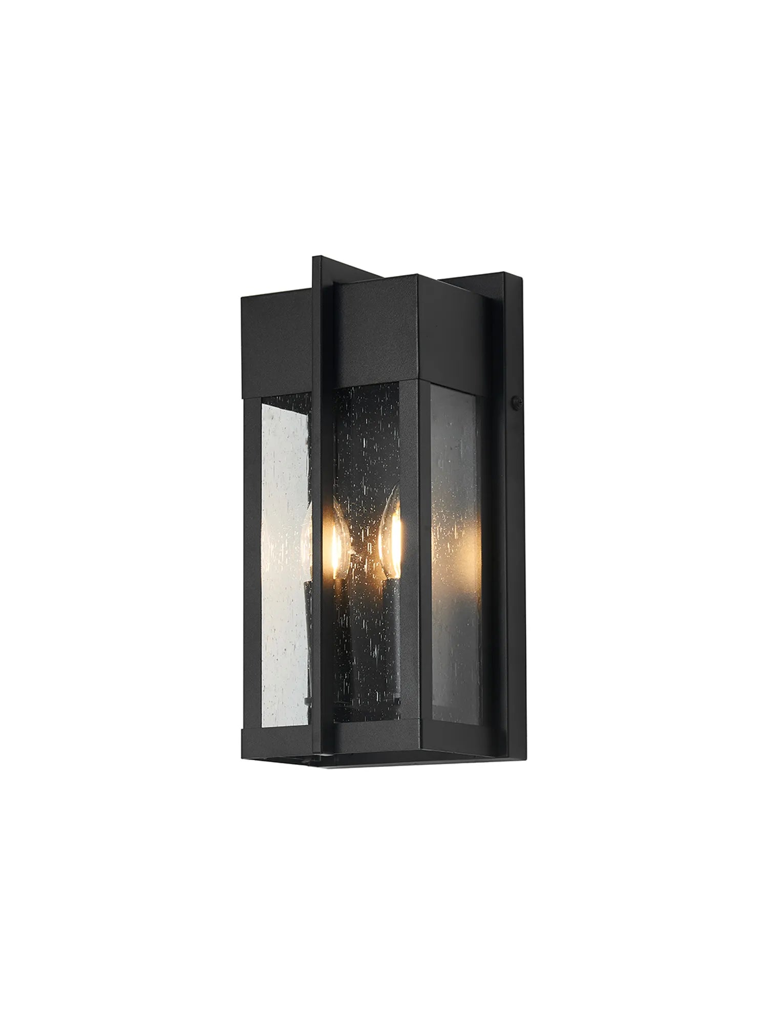 Aisling Rectangular Flush Wall Lamp- Satin Black/Seeded Clear Glass