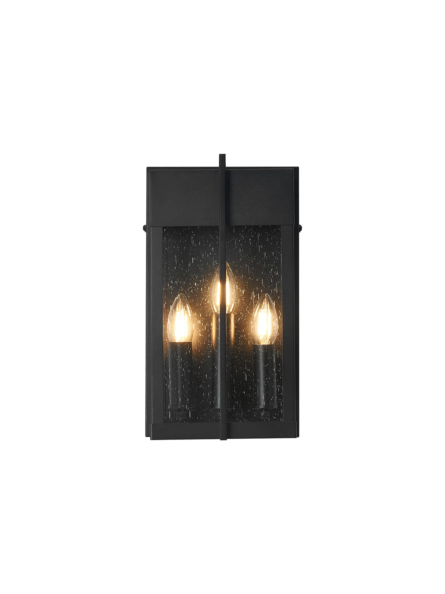 Aisling Rectangular Flush Wall Lamp- Satin Black/Seeded Clear Glass