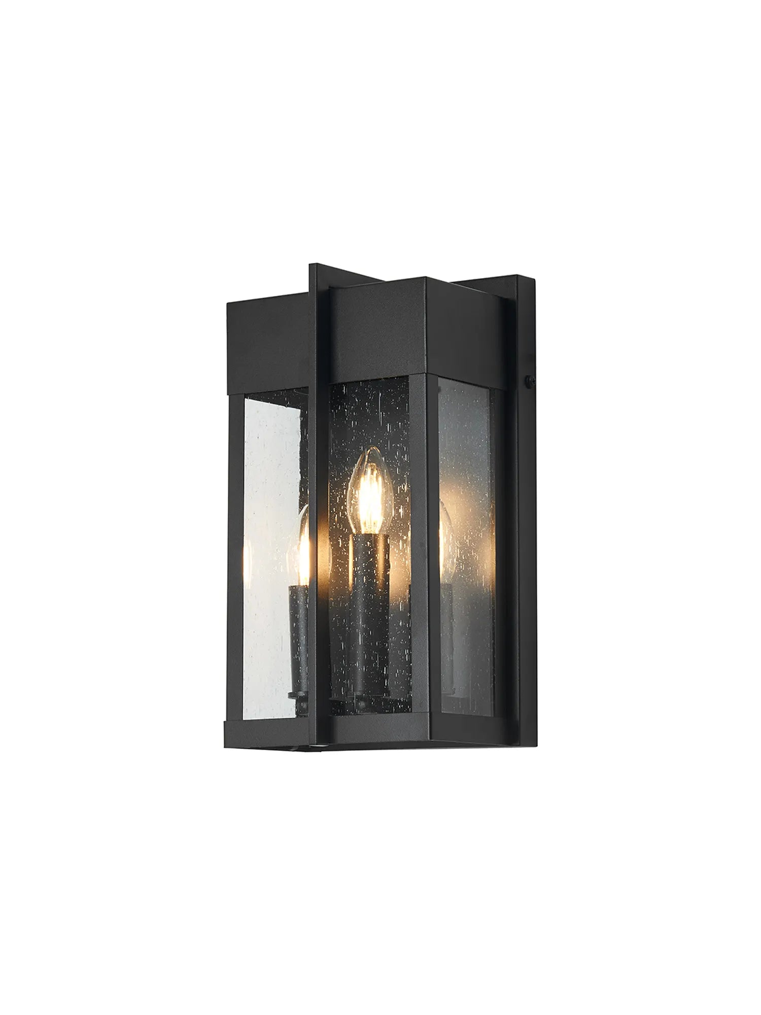 Aisling Rectangular Flush Wall Lamp- Satin Black/Seeded Clear Glass