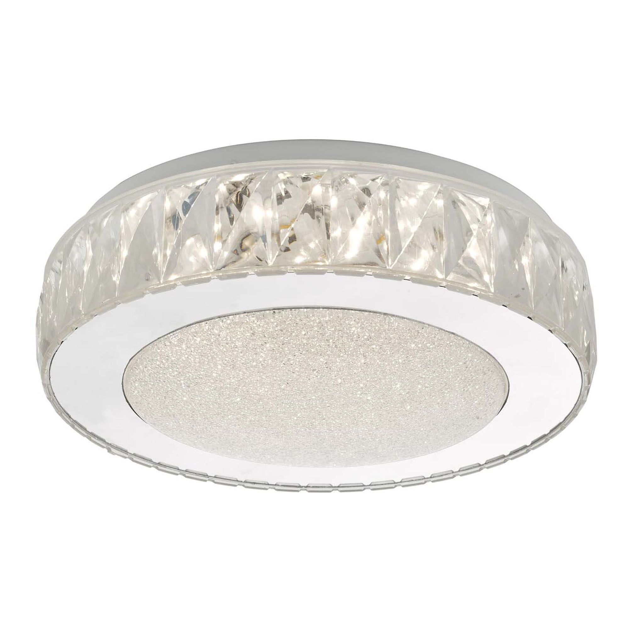 Dar Akelia Small LED Flush Ceiling Light - Acrylic & Stainless Steel Finish