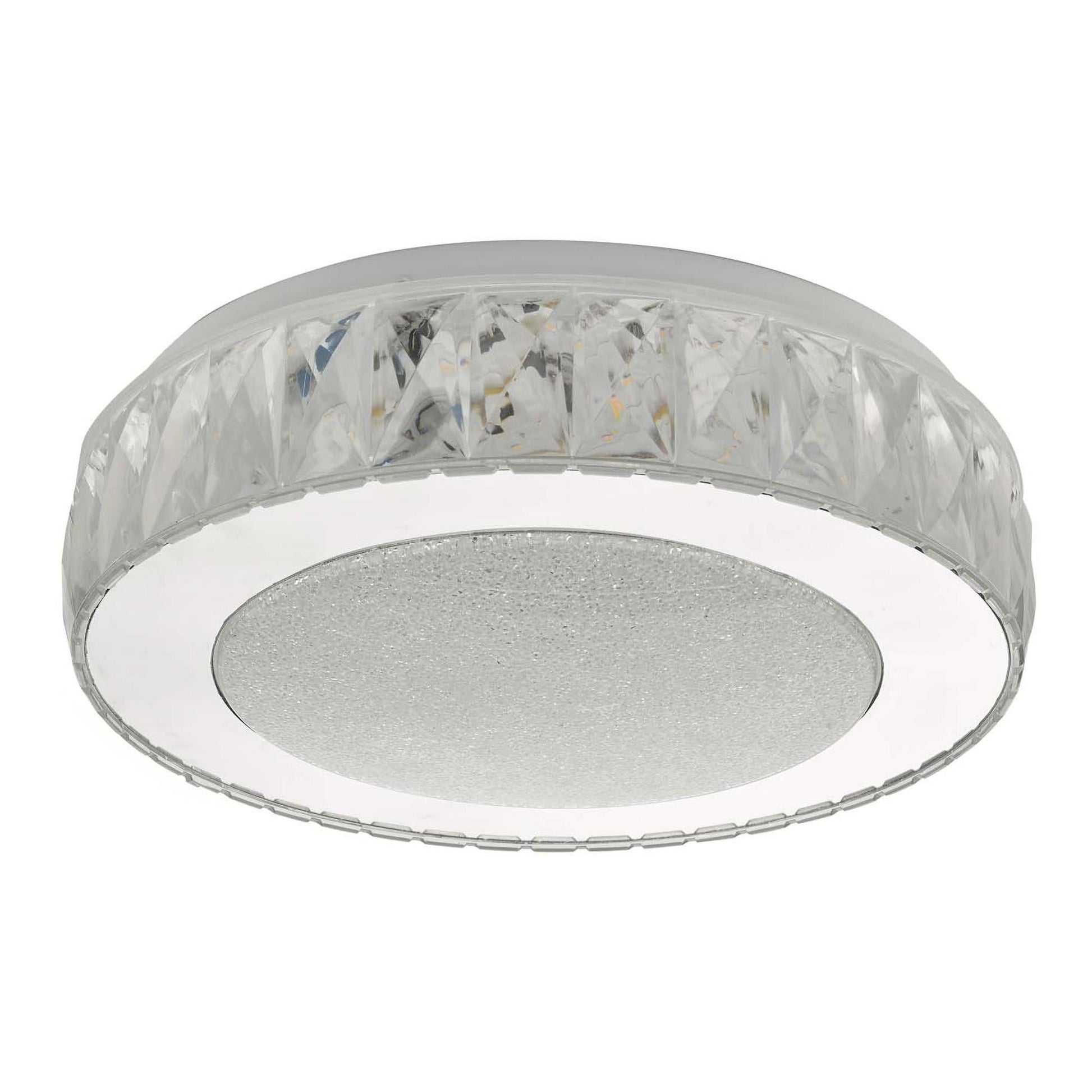 Dar Akelia Small LED Flush Ceiling Light - Acrylic & Stainless Steel Finish