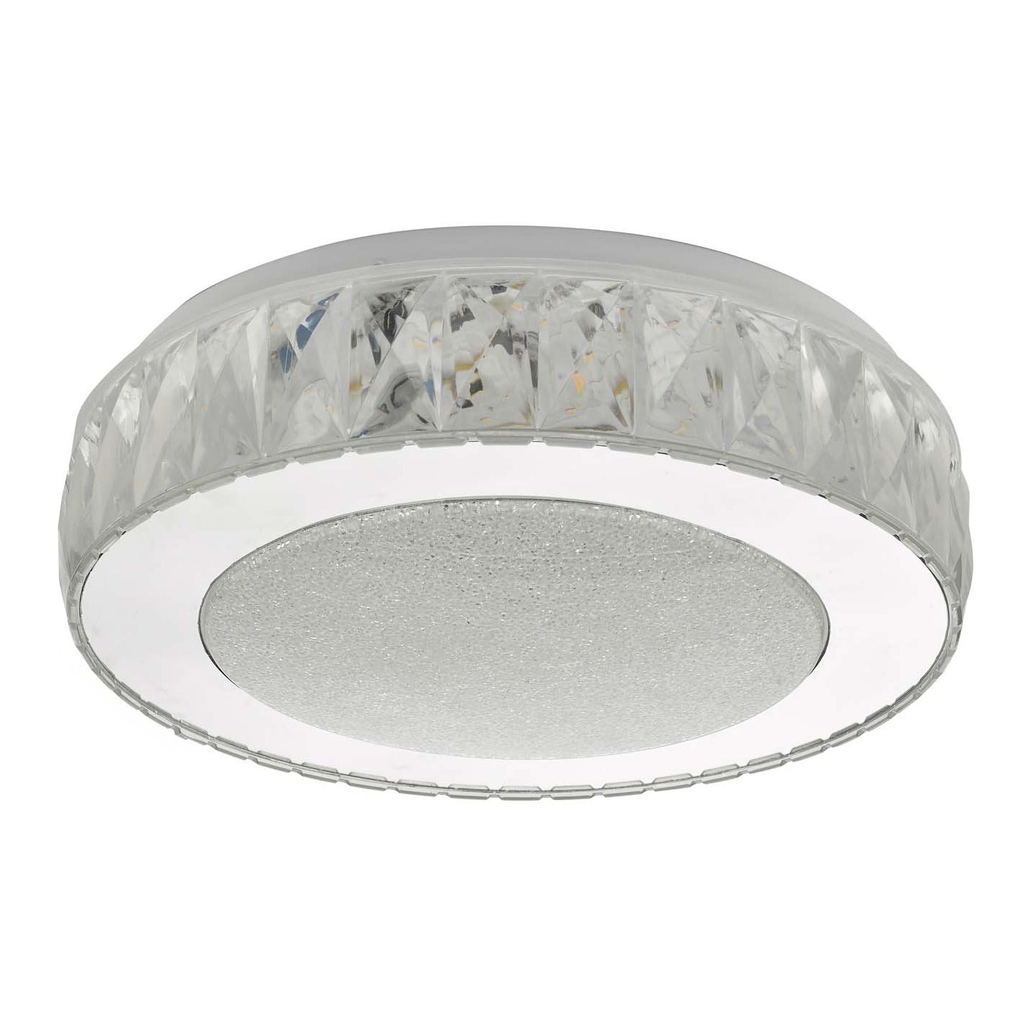 Dar Akelia Small LED Flush Ceiling Light - Acrylic & Stainless Steel Finish