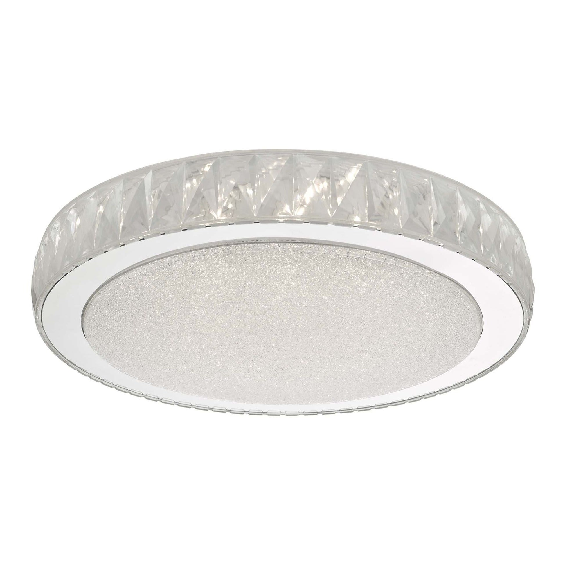 Dar Akelia Large LED Flush Ceiling Light - Acrylic & Stainless Steel Finish