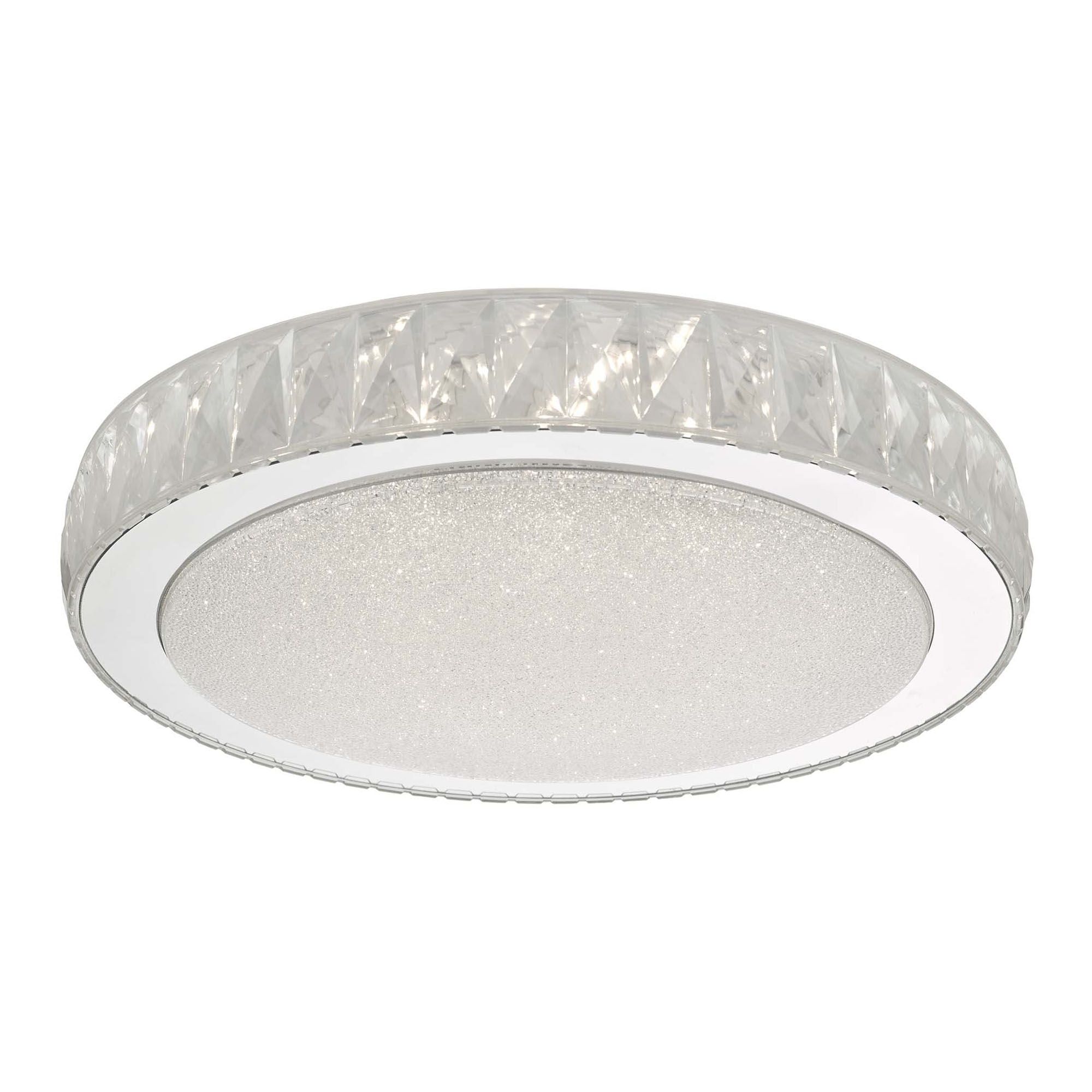 Dar Akelia Large LED Flush Ceiling Light - Acrylic & Stainless Steel Finish