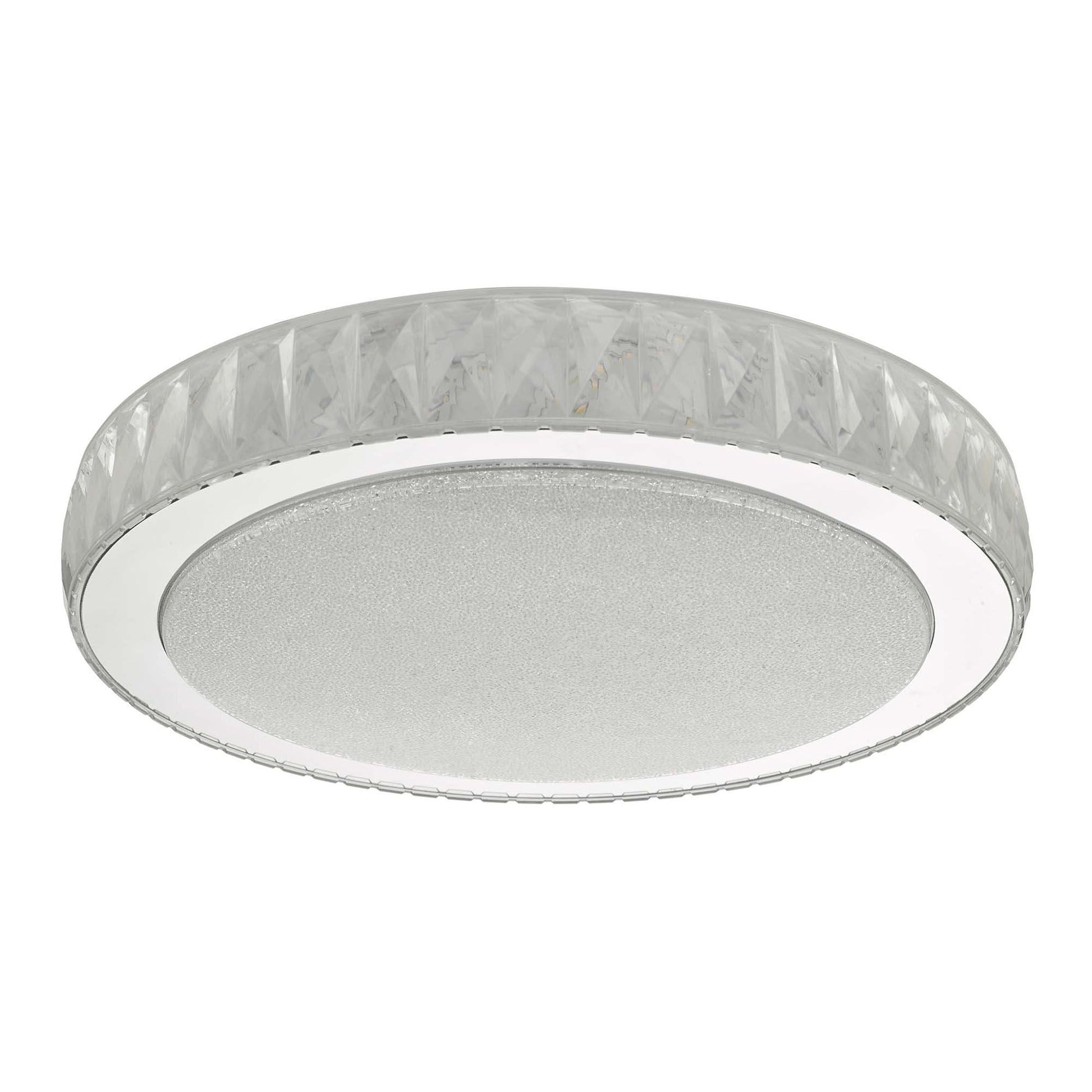Dar Akelia Large LED Flush Ceiling Light - Acrylic & Stainless Steel Finish