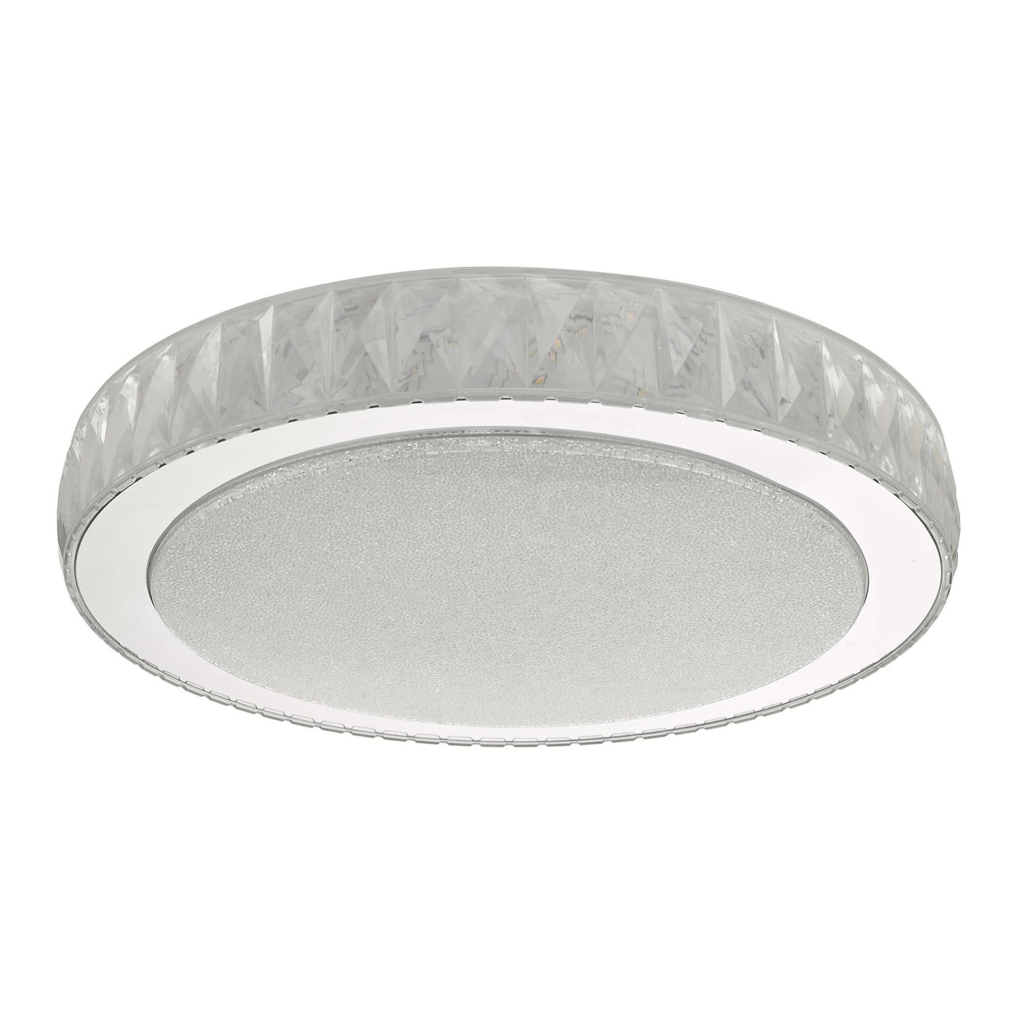 Dar Akelia Large LED Flush Ceiling Light - Acrylic & Stainless Steel Finish