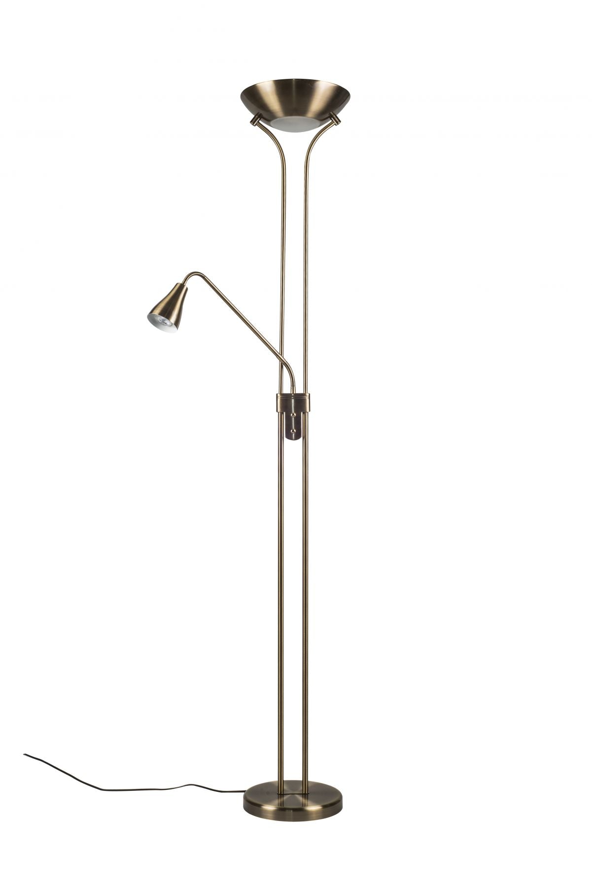 Alba Mother and Child 2Lt Floor Lamp Antique Brass & Satin Chrome
