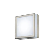 Aldo Square/Round Flush Ceiling/Wall Lamp 2.4W LED IP44 Exterior Plain Design Stainless Steel/Opal, 2yrs Warranty