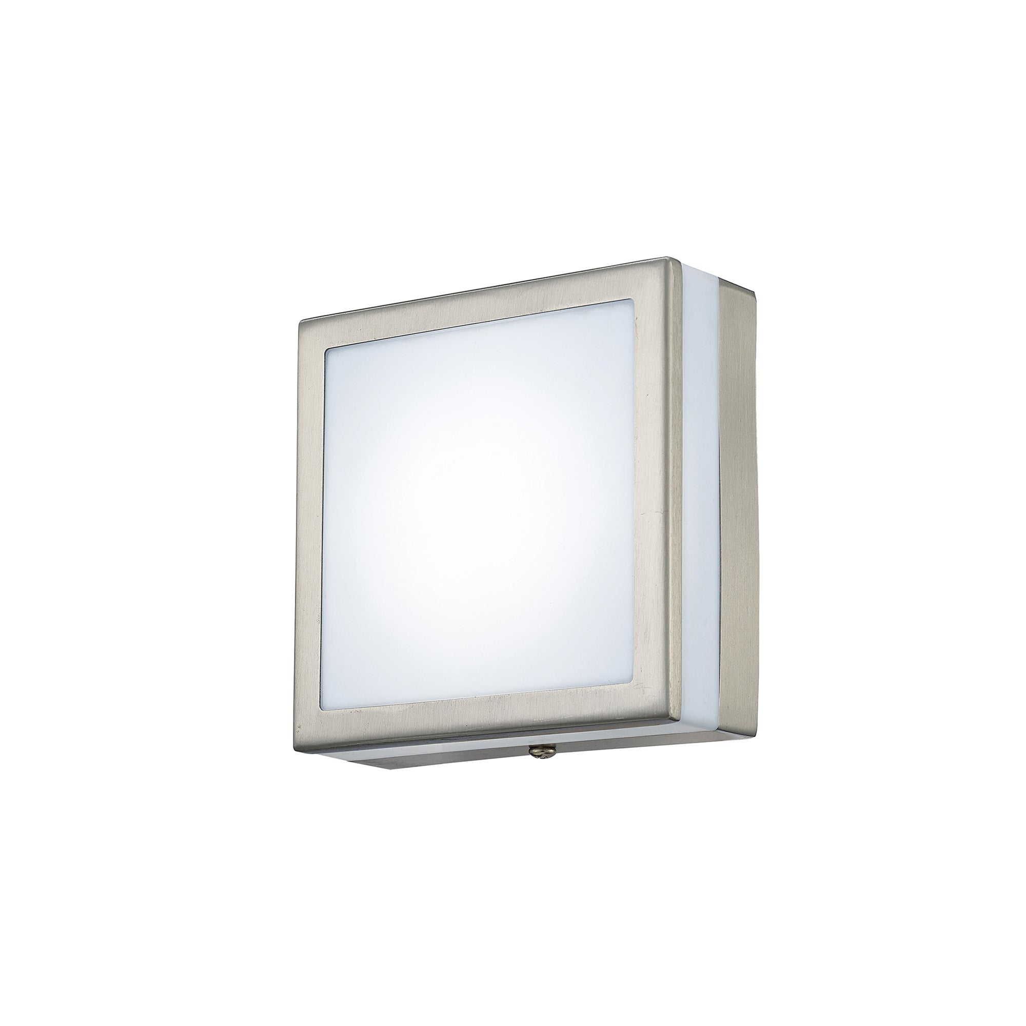 Aldo Square/Round Flush Ceiling/Wall Lamp 2.4W LED IP44 Exterior Plain Design Stainless Steel/Opal, 2yrs Warranty