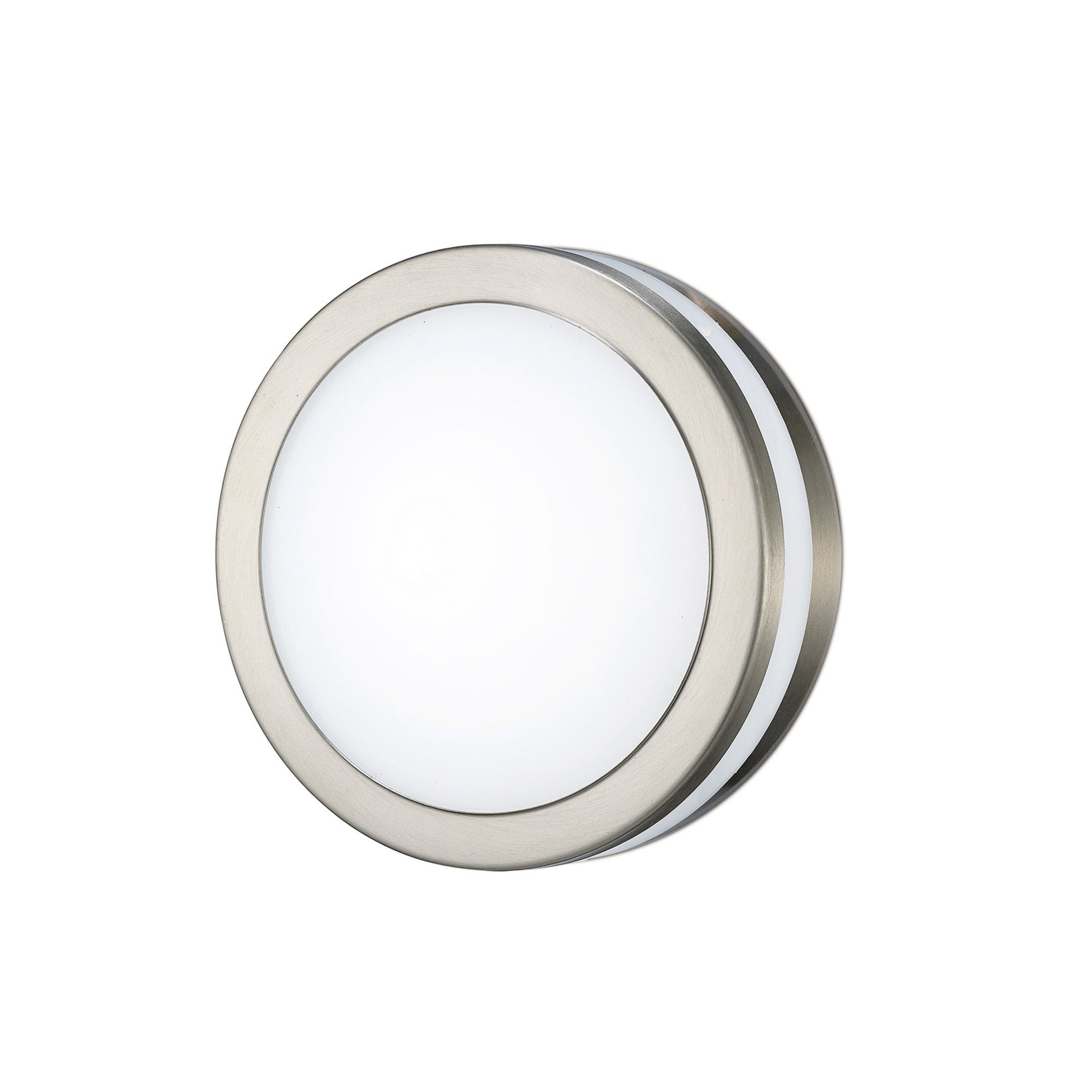 Aldo Square/Round Flush Ceiling/Wall Lamp 2.4W LED IP44 Exterior Plain Design Stainless Steel/Opal, 2yrs Warranty