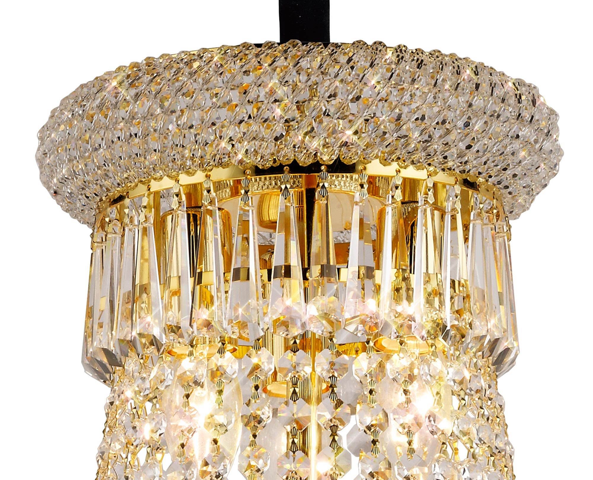 Alexandra Pendant 13 Light E14 Gold/Crystal - Cusack Lighting