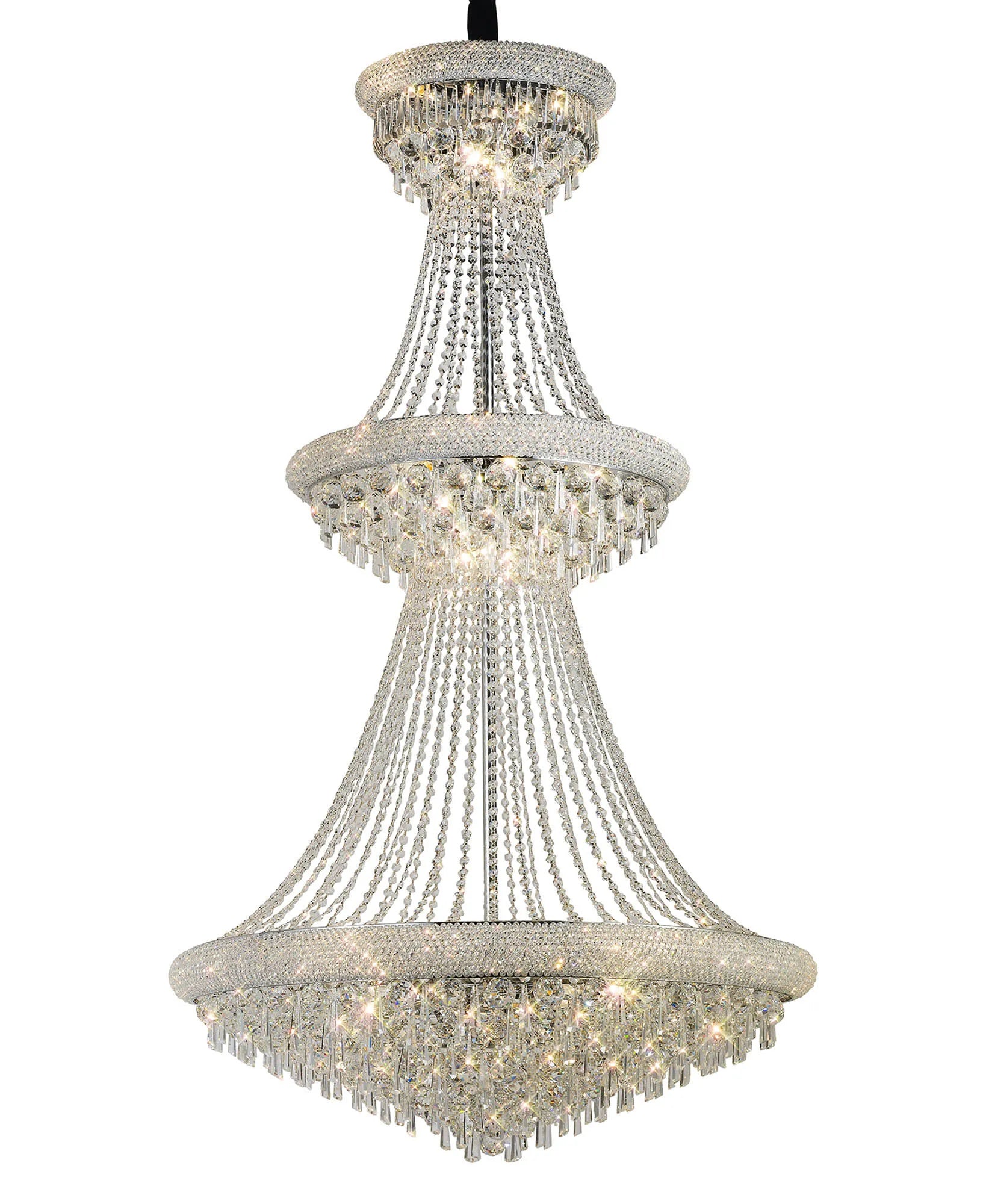 Alexandra Pendant 3 Tier 29 Light E14 Gold/Polished Chrome