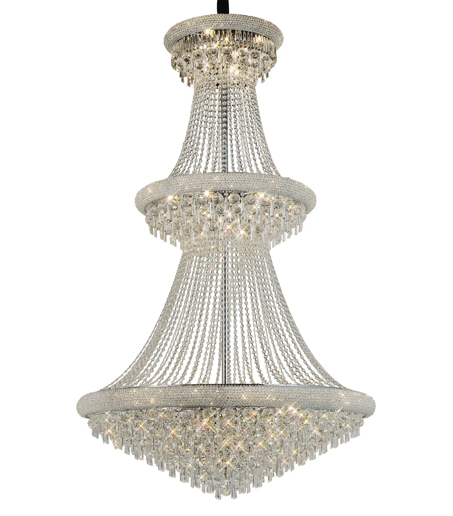 Alexandra Pendant 3 Tier 37 Light E14 Gold/Polished Chrome