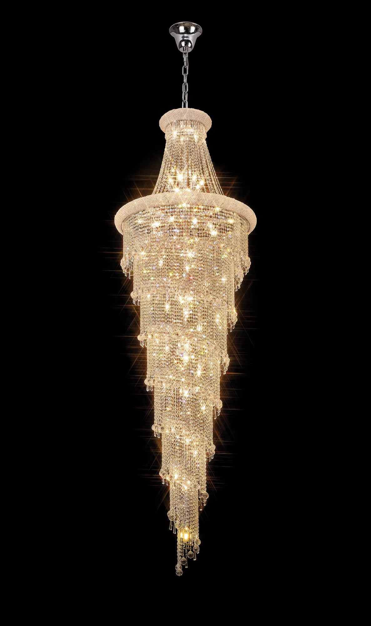 Alexandra Pendant 4 Tier 49 Light E14 Gold/Polished Chrome