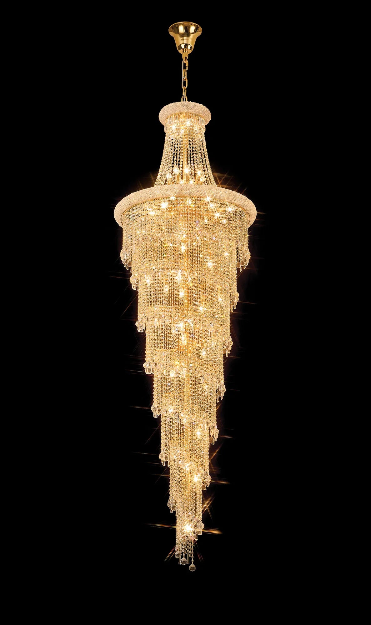 Alexandra Pendant 4 Tier 49 Light E14 Gold/Polished Chrome
