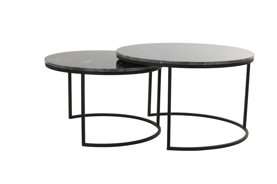 Alfio Coffee Table - Brown Marble & Black Finish