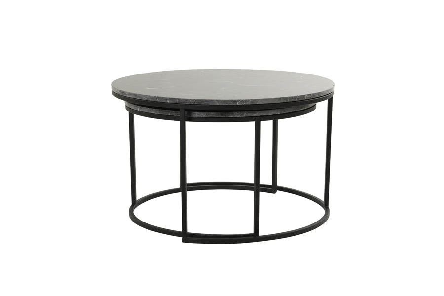 Alfio Coffee Table - Brown Marble & Black Finish