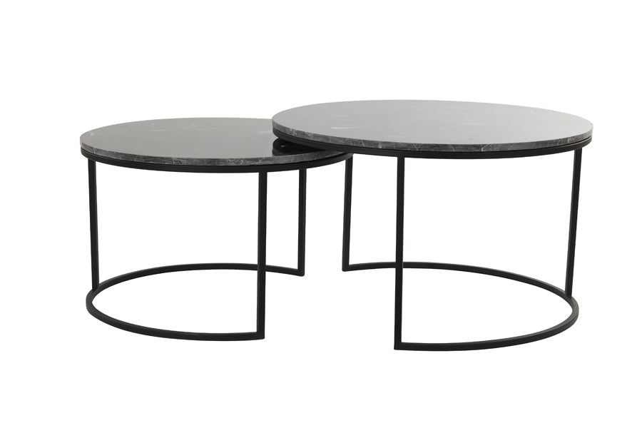 Alfio Coffee Table - Brown Marble & Black Finish