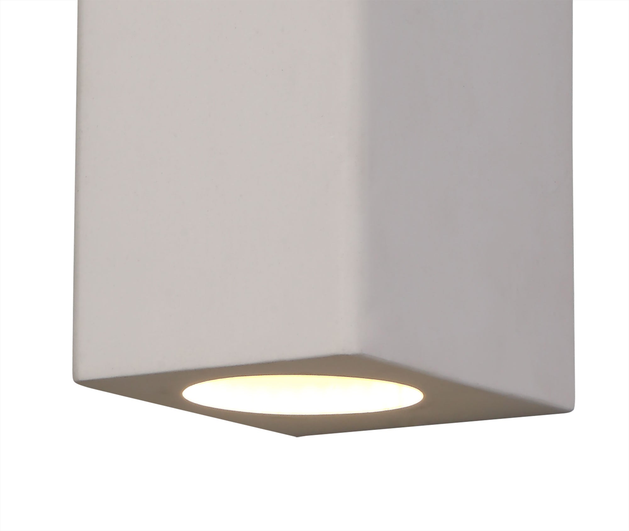 Alina Rectangular/Cylinder Up & Down Wall Lamp, 2 x GU10, White Paintable Gypsum