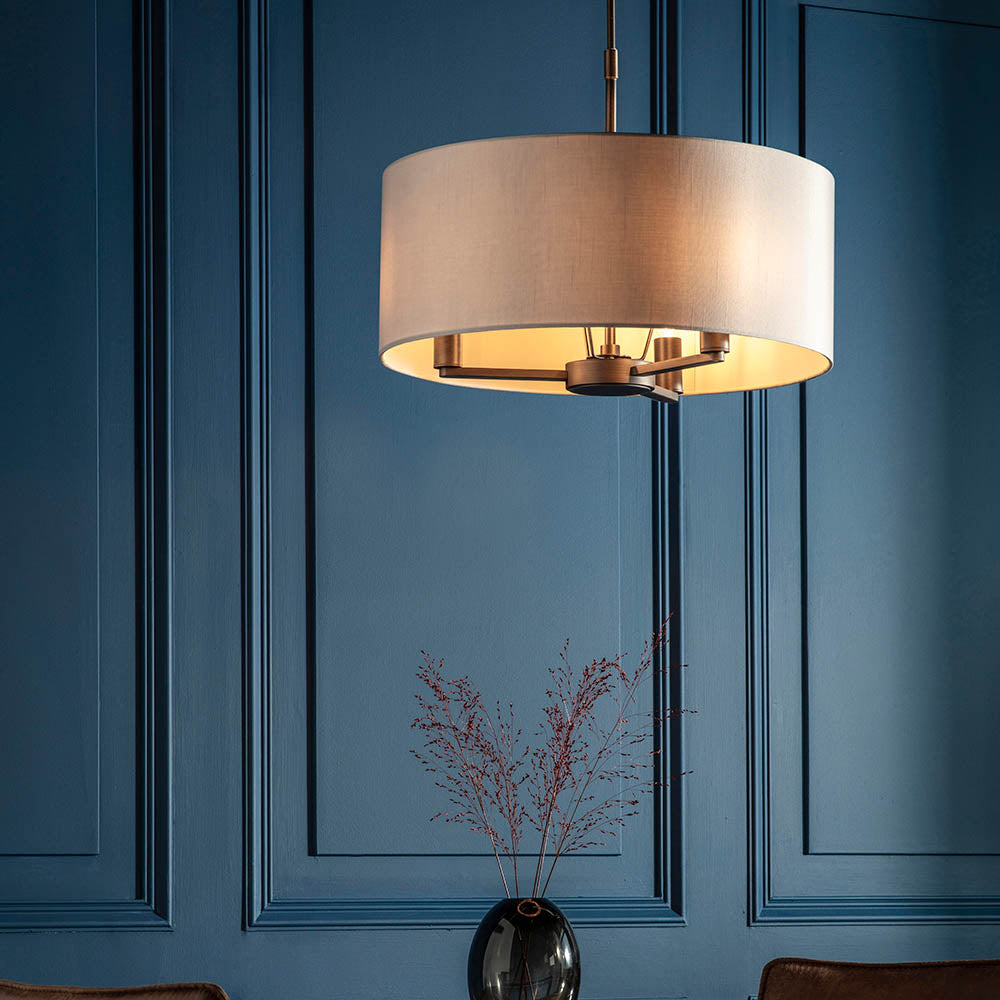 Alistair 3Lt Shaded Pendant - Antique Bronze / Matt Nickel