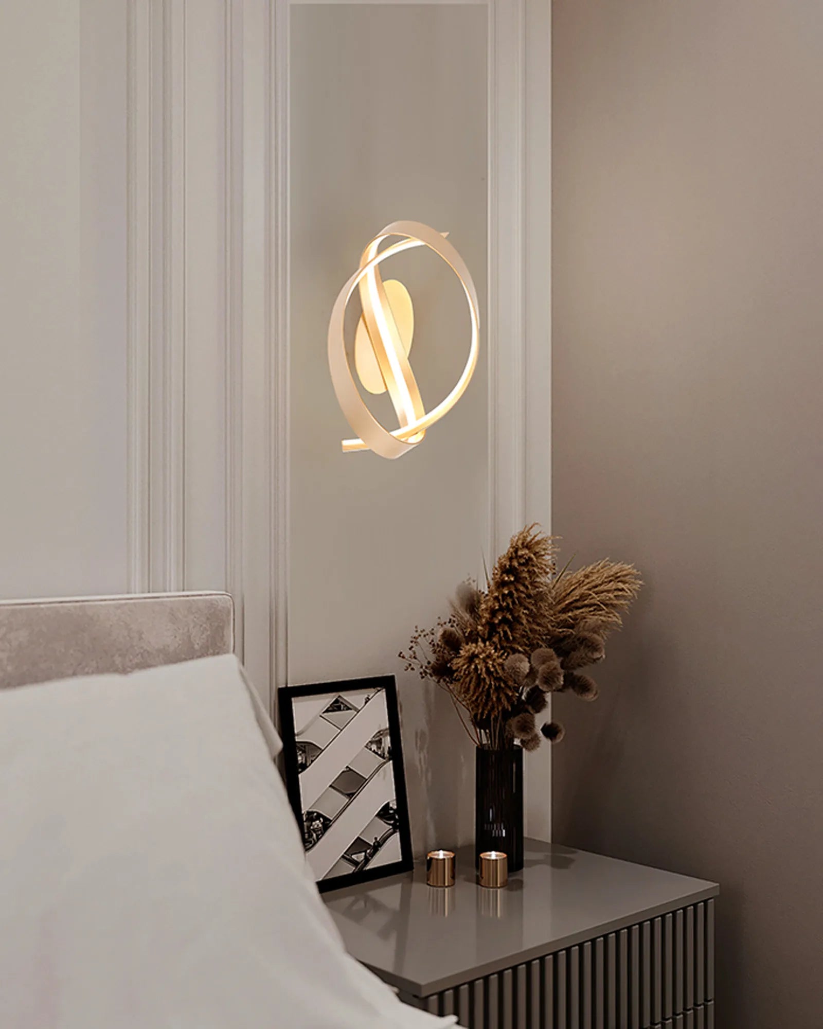 Alice Loop Wall Light Triac Dimmable, 3yrs Warranty Dark Grey/ Gold Finishes