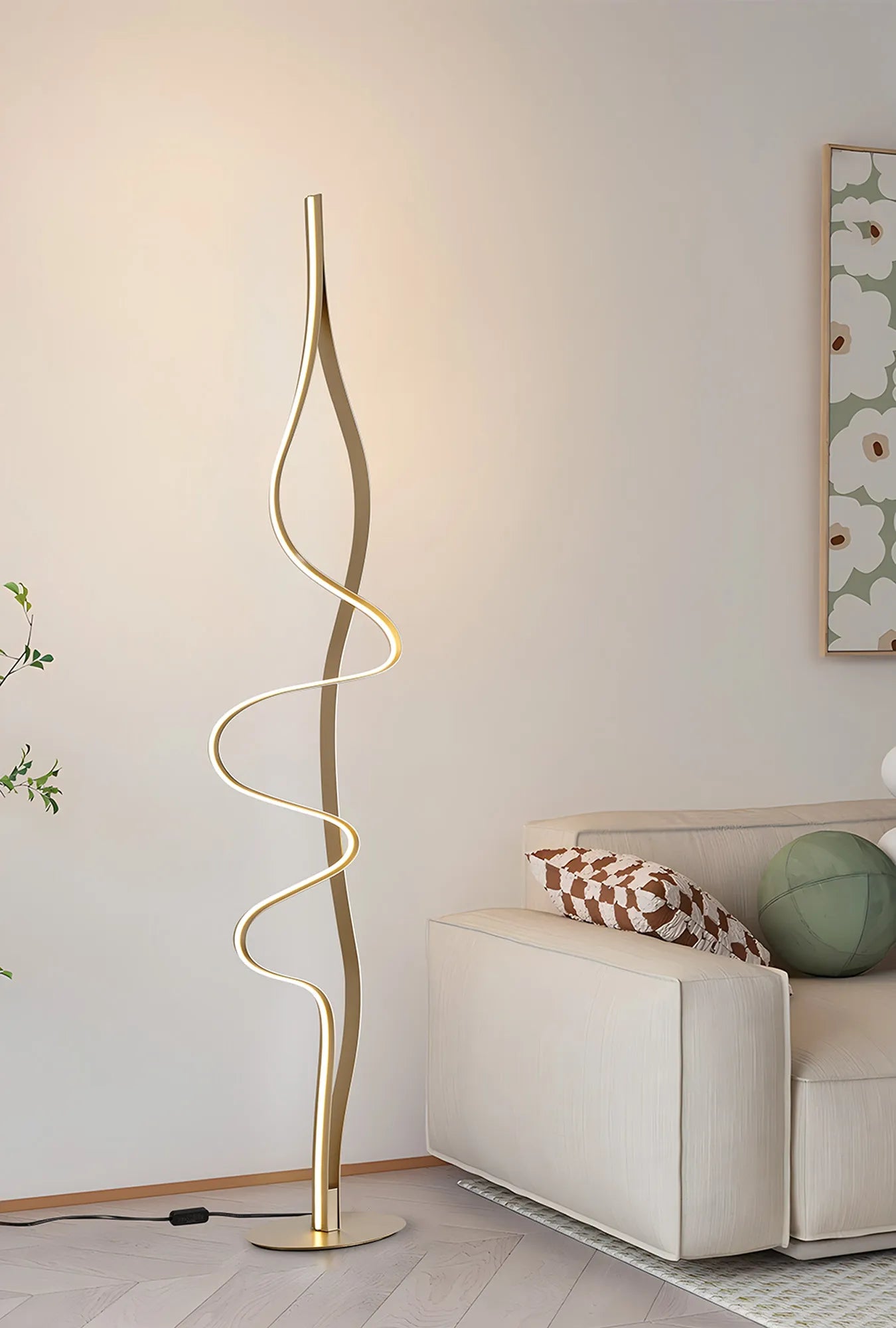 Lavelle TRIAC LED Floor Lamp - Grey/Gold