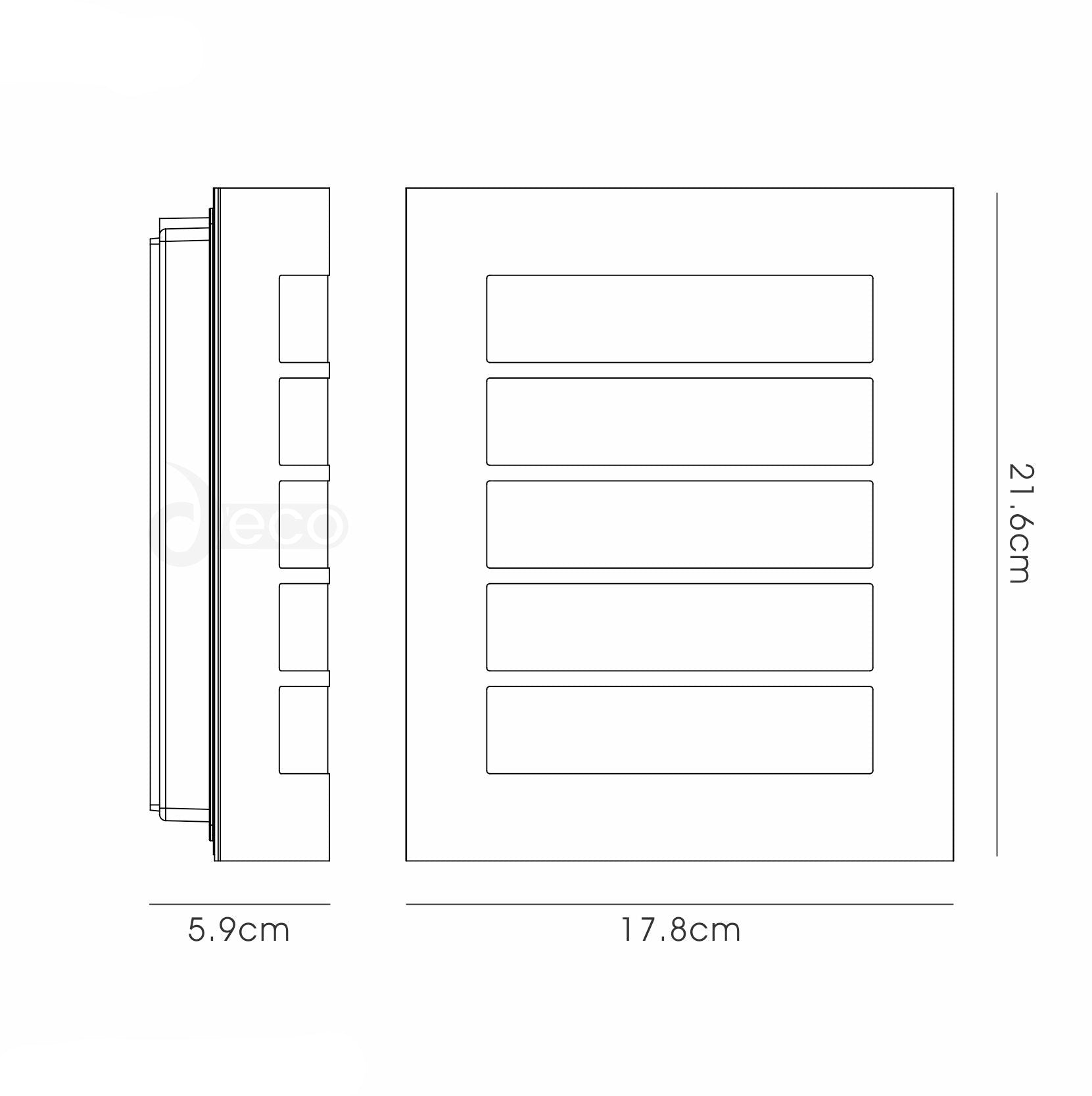 Allegra Flush Wall Lamp With Rectangular/Square Slot Cover, 14W LED IP44, Ext/Interior, 4000K, Stainless Steel/Frosted PC Diffuser, 2yrs Warranty