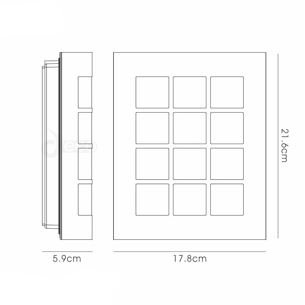 Allegra Flush Wall Lamp With Rectangular/Square Slot Cover, 14W LED IP44, Ext/Interior, 4000K, Stainless Steel/Frosted PC Diffuser, 2yrs Warranty