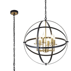 Alley Pendant Ceiling Light, 6 x E14, Black & Gold, IP20