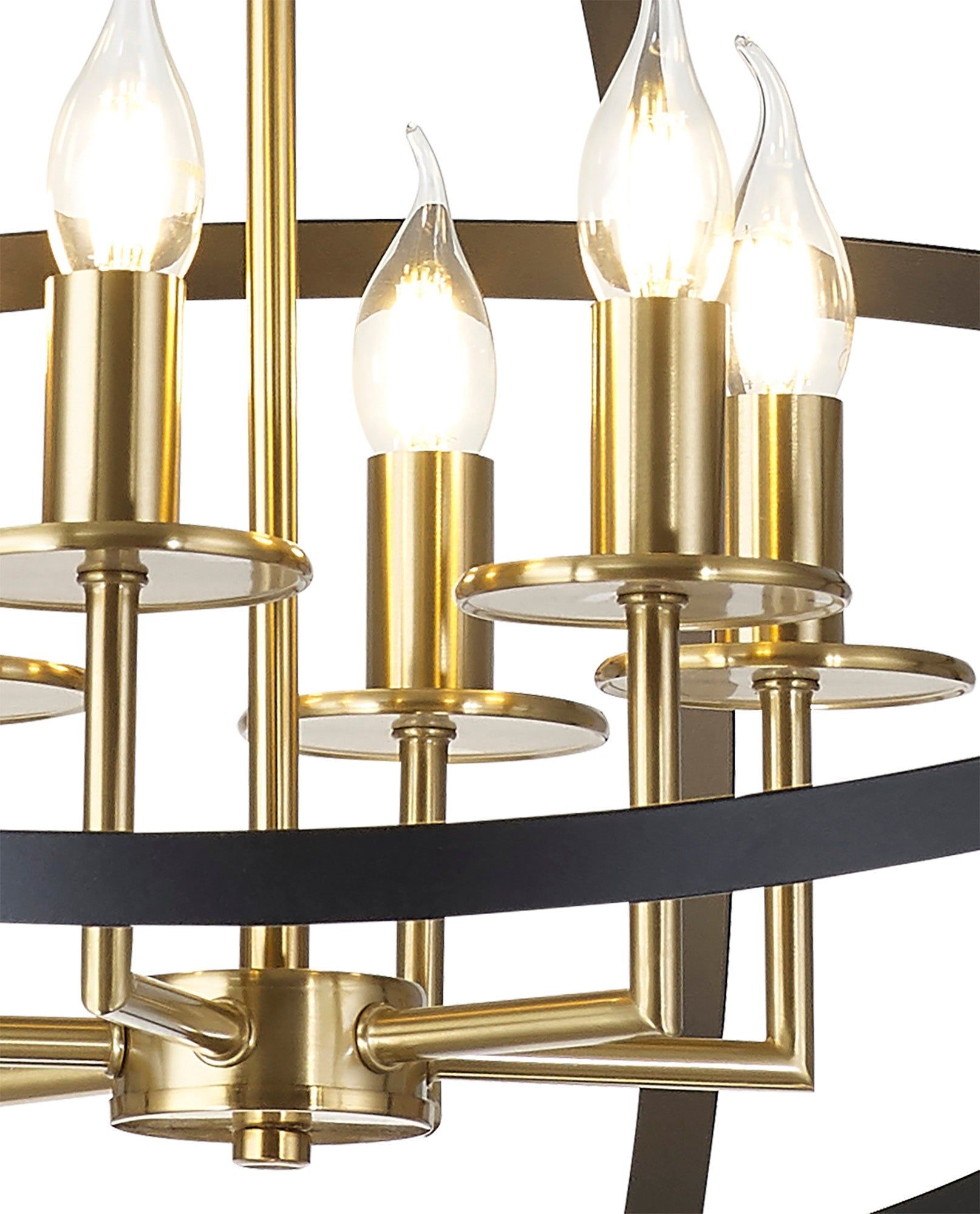 Alley Pendant Ceiling Light, 6 x E14, Black & Gold, IP20