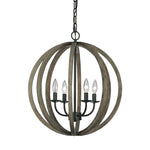 Allier 4Lt Centre Ceiling Light - Weather Oak Wood & Antique Forged Iron Finish