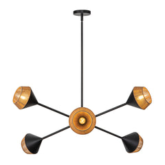 Alora Mood Daphne 5 lt Chandelier - Matte Black &amp; Natural E14