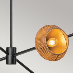 Alora Mood Daphne 5 lt Chandelier - Matte Black &amp; Natural E14