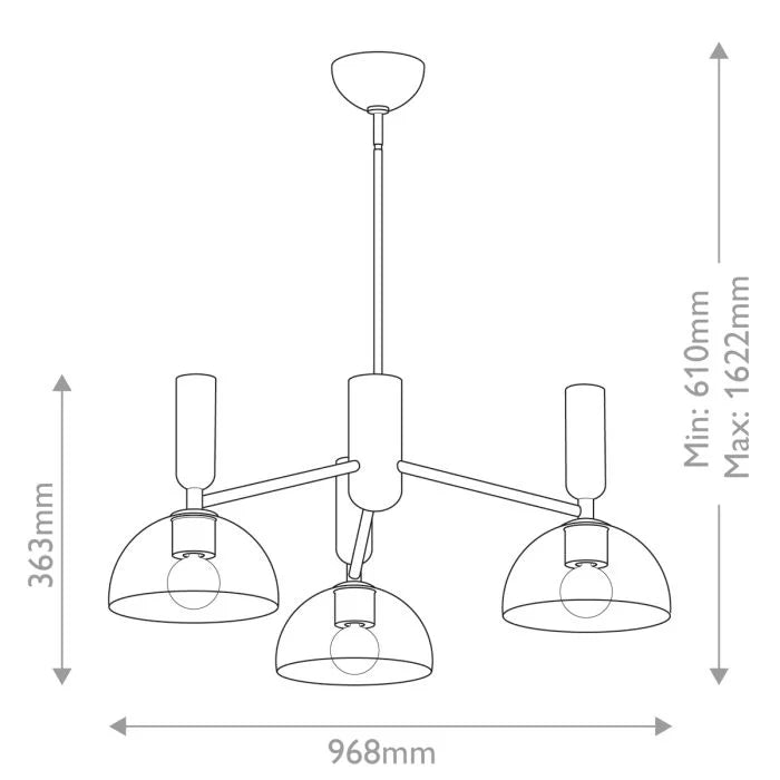 Alora Mood Jude 3 lt Chandelier - Brushed Gold/ Matte Black