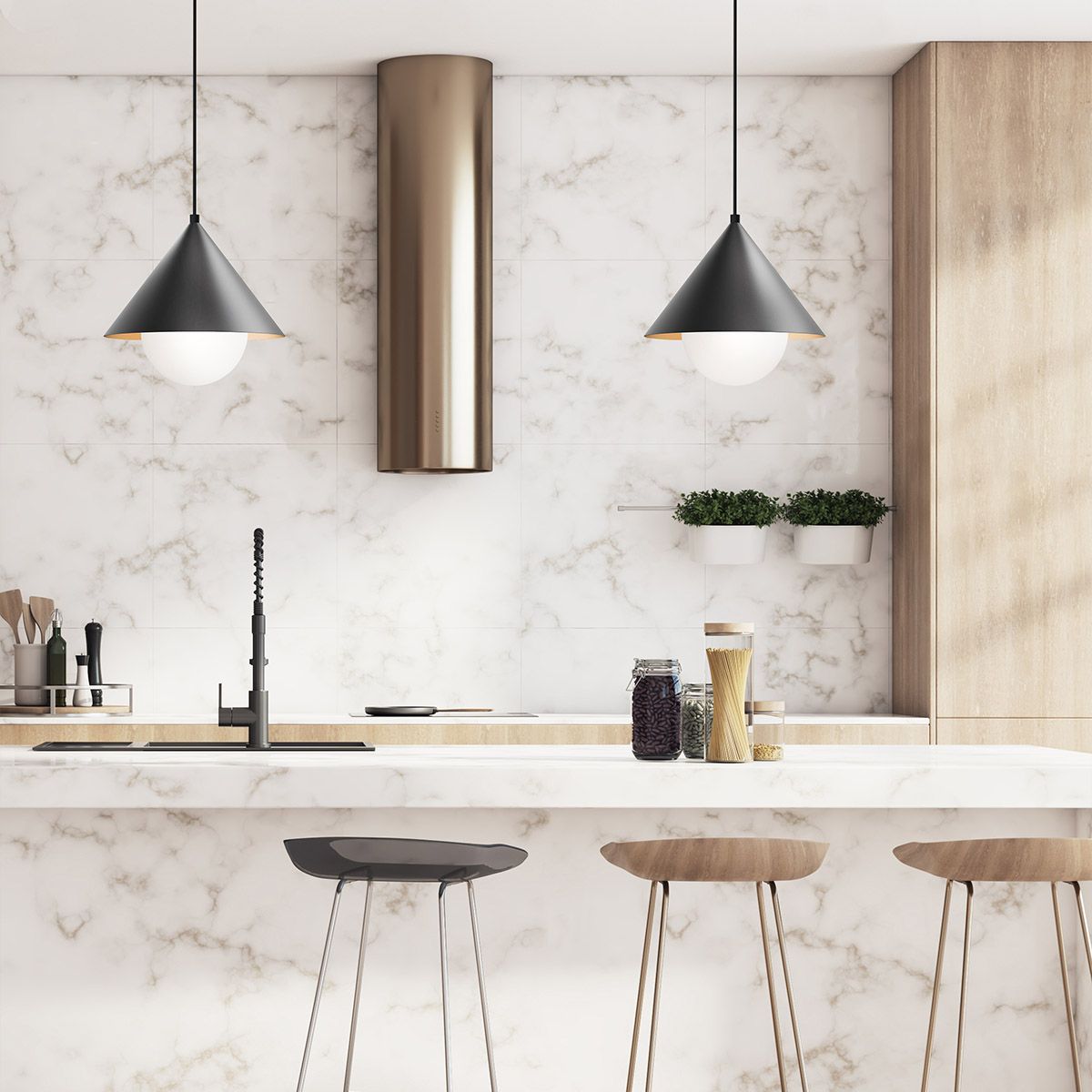 Alora Mood Remyck 1 lt Pendant - Brushed Gold/ Black