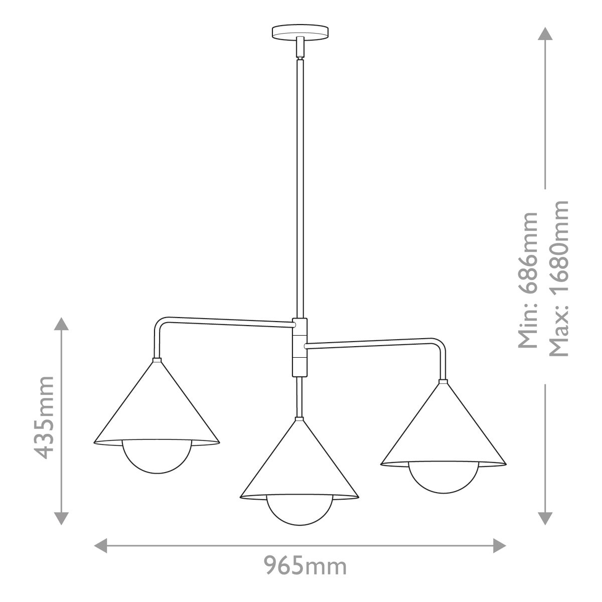 Alora Mood Remyck 3 lt Chandelier - Brushed Gold/ Matte Black