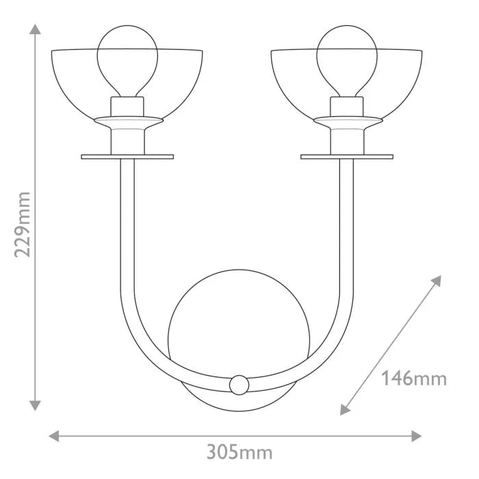 Alora Mood Sylvia 2 lt Wall Light - Brushed Gold/ Matte Black