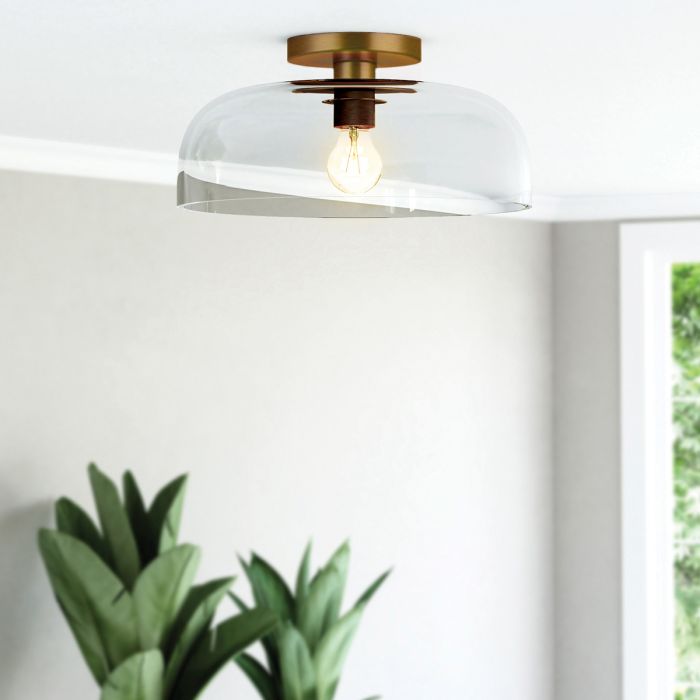 Alora Mood Sylvia 1 lt Semi Flush  - Brushed Gold/ Matte Black