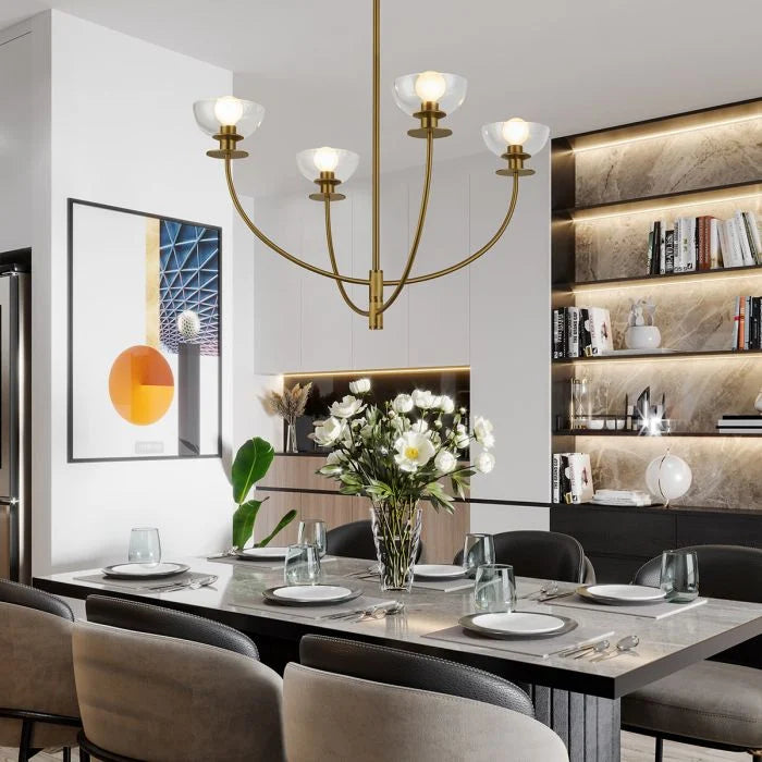 Alora Mood Sylvia 4 lt Chandelier - Brushed Gold/ Matte Black