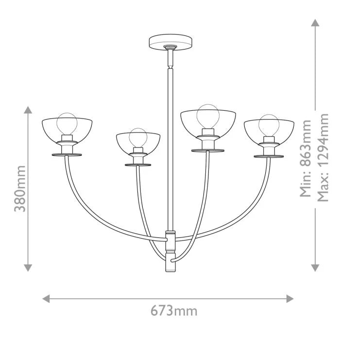 Alora Mood Sylvia 4 lt Chandelier - Brushed Gold/ Matte Black