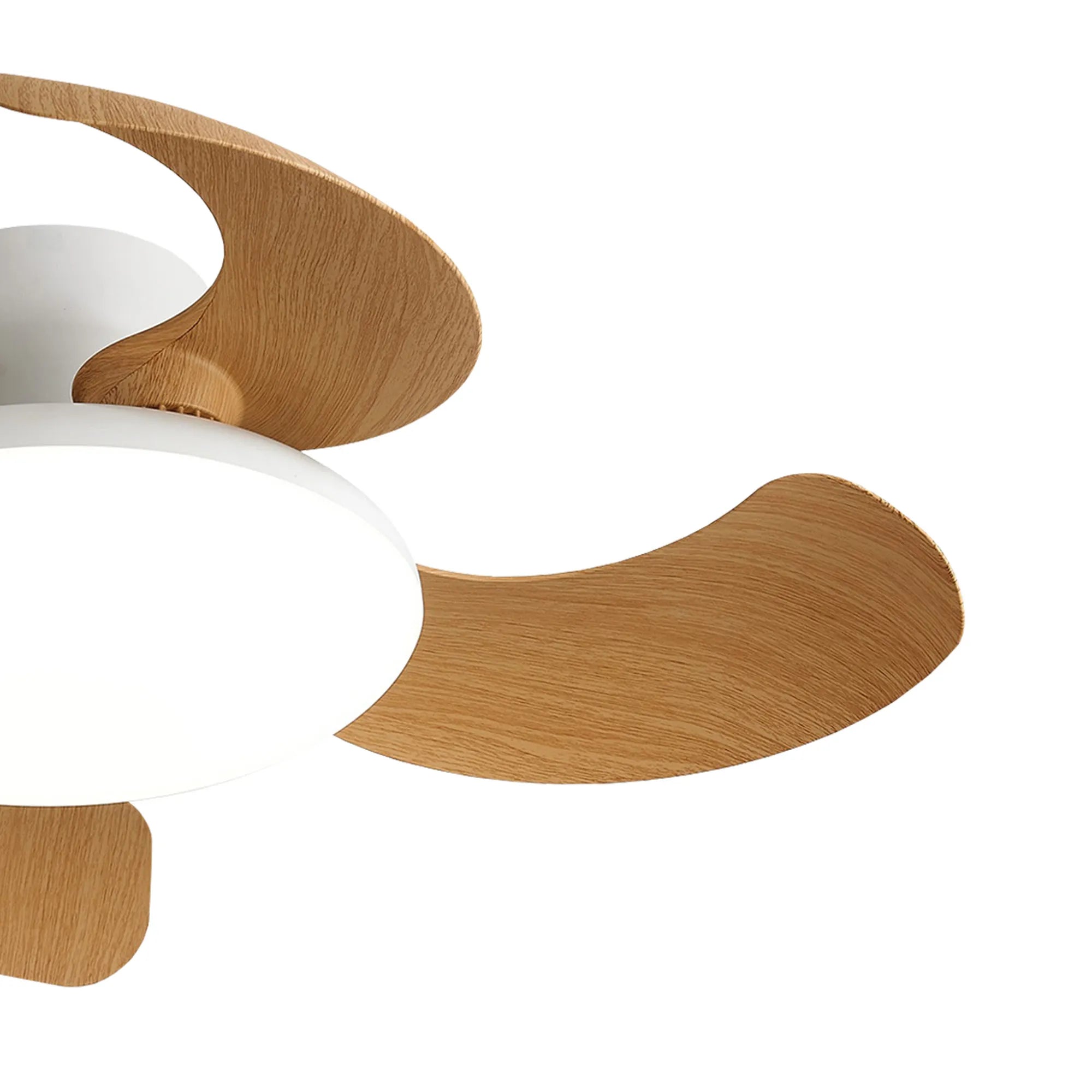 Aloha II 49cm LED Dimmable Ceiling Light With Built-In DC Fan- Wood/ White Finishes