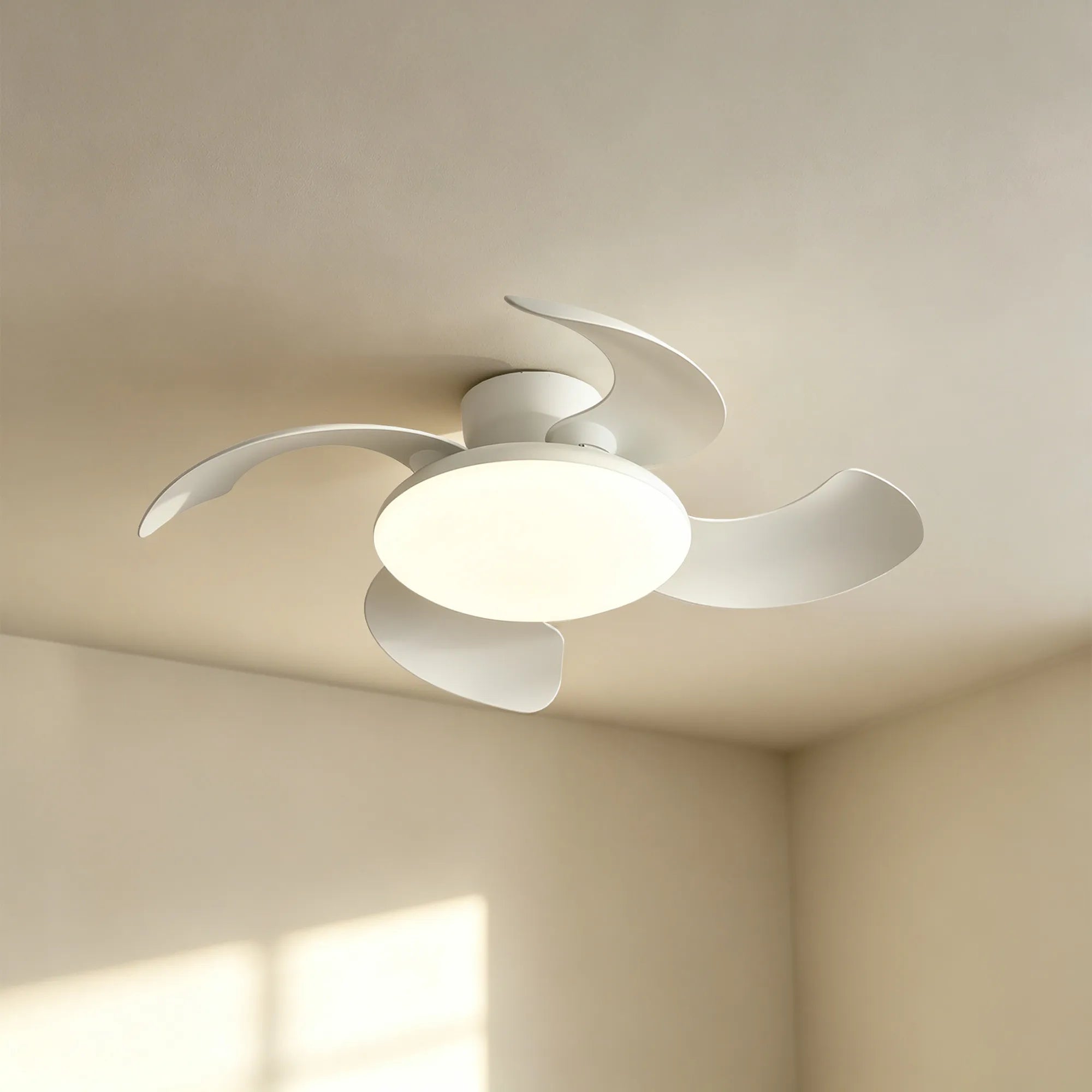 Aloha II 49cm LED Dimmable Ceiling Light With Built-In DC Fan- Wood/ White Finishes